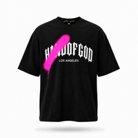 Overspray Signature Oversized Tee - Black/Hot Pink
