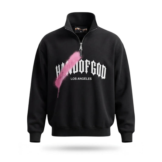 Overspray Quarter Zip - Black/Pink
